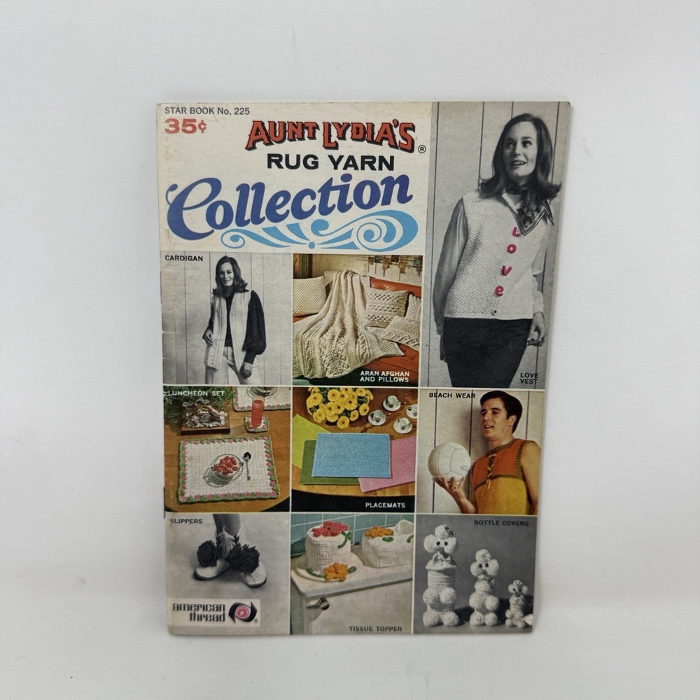 Vtg Aunt Lydia's Rug Yarn Collection Star Book No. 225 Knitting Crochet Patterns
